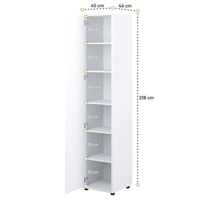 Crisp White High Gloss Wardrobe with Single Door and Ample Storage