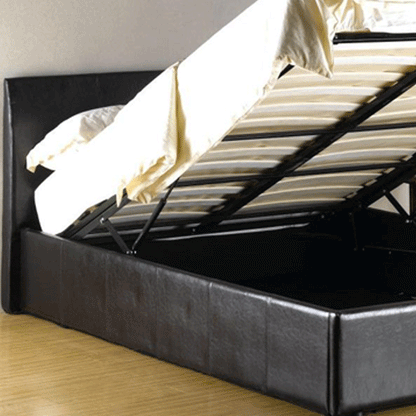 Luxury Redefined Purbeck Leather Effect High Headboard Ottoman Storage Bed Black - 3ft Single