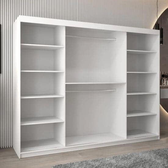 Eden Mirrored Sliding Wardrobe | White | Mirrors | 3 Doors | 250cm