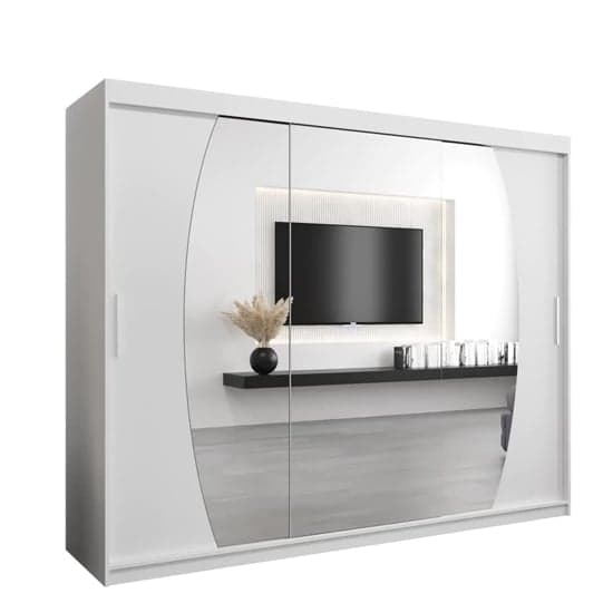 Eden Mirrored Sliding Wardrobe | White | Mirrors | 3 Doors | 250cm