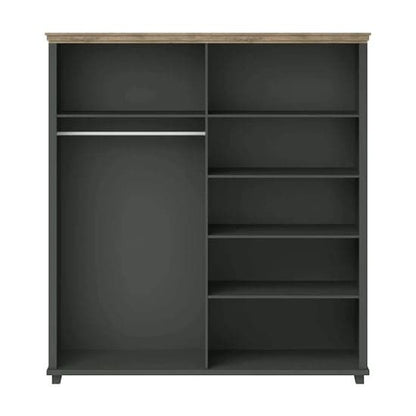 Green 4-Door Mirrored Wardrobe | Hinged | Green | Mirror & Shelves | 4 Doors | 200cm