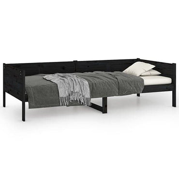 FURCO Black Solid Pine Wood Day Bed - Versatile Single Sofa Bed for Modern Living Spaces