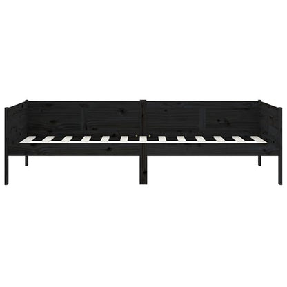 FURCO Black Solid Pine Wood Day Bed - Versatile Single Sofa Bed for Modern Living Spaces