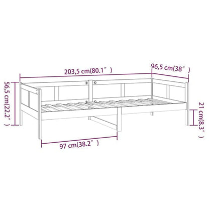 FURCO Black Solid Pine Wood Day Bed - Versatile Single Sofa Bed for Modern Living Spaces