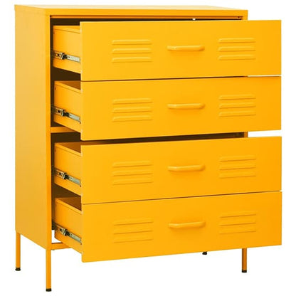 FURCO Emrik Mustard Yellow Steel 4-Drawer Storage Chest