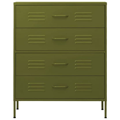 Furco Emrik Olive Green Steel Storage Chest with 4 Drawers