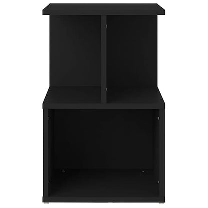 FURCO Modern Black Wooden Bedside Cabinet with Ample Storage