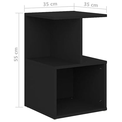 FURCO Modern Black Wooden Bedside Cabinet with Ample Storage