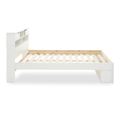 White Solid Pine King Size Bed with Storage Headboard and Foot End