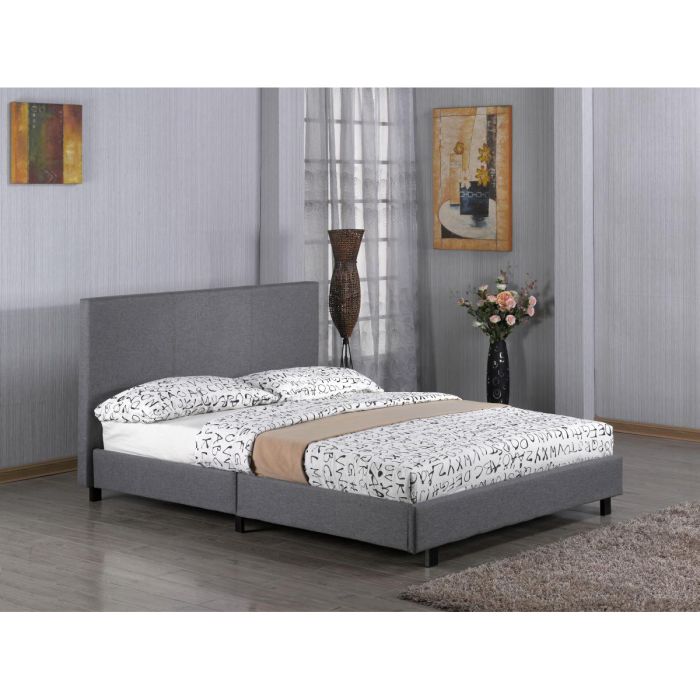 Purbeck Grey Fabric Bed with High Headboard - Kingsize