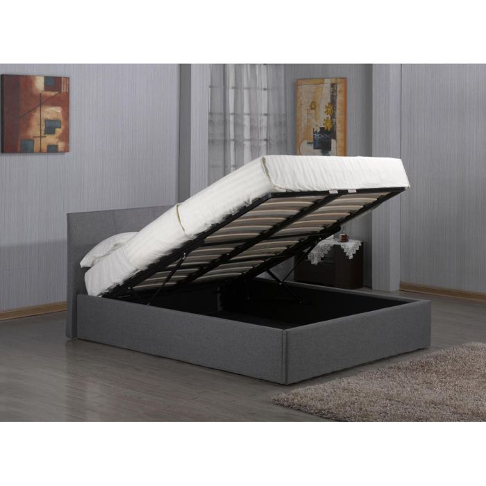 Luxury Redefined Purbeck Grey Fabric High Headboard Ottoman Storage Bed - 4ft Small Double