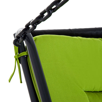 Outsunny 2 Seater Garden Swing Seat Bed, Sun Lounger with Adjustable Canopy, Cushioned Seat and Weather Resistant Steel Frame for Patio, Yard, Green
