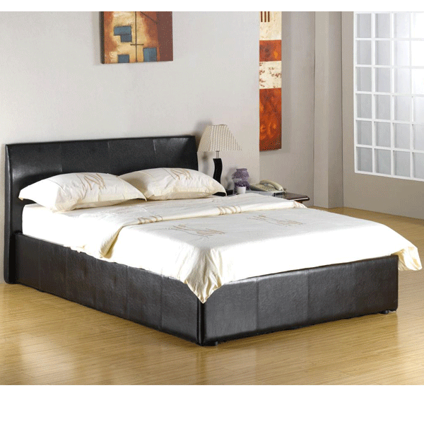 Luxury Redefined Purbeck Leather Effect High Headboard Ottoman Storage Bed Black - Super Kingsize