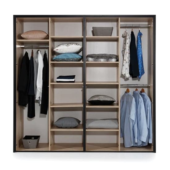 Bordeaux Oak Sliding Wardrobe | Brown | Mirror | 4 Doors | 214cm