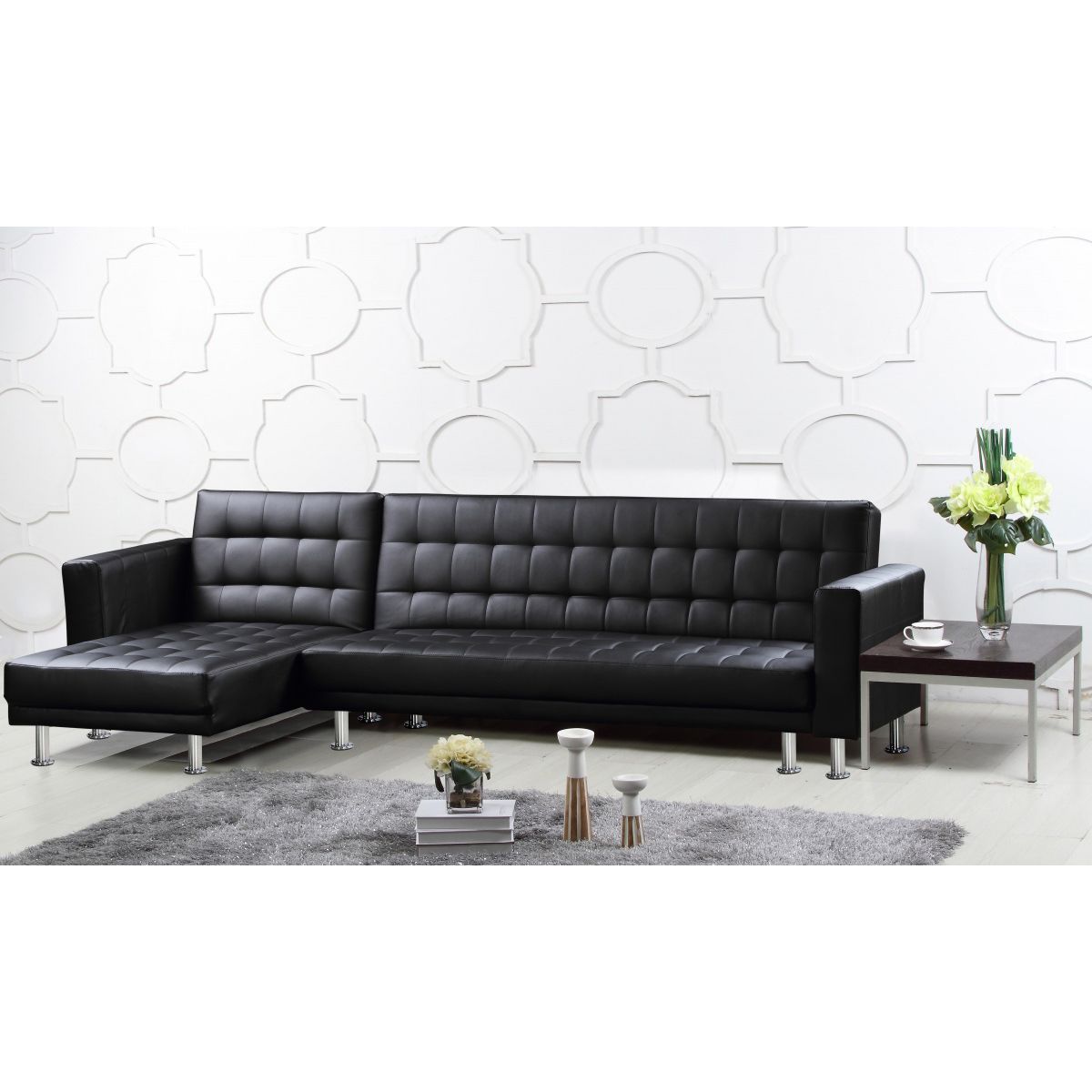 Bangor Corner Multi Functional Seamless Style Sofa Bed Leather Effect and PVC - Brown