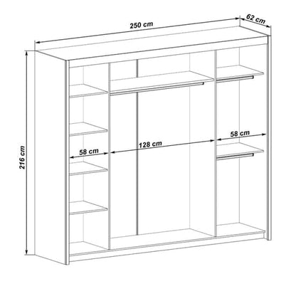 Matt White Sliding Door Wardrobe with Mirrors - Spacious 3-Door Design for Bedroom Storage