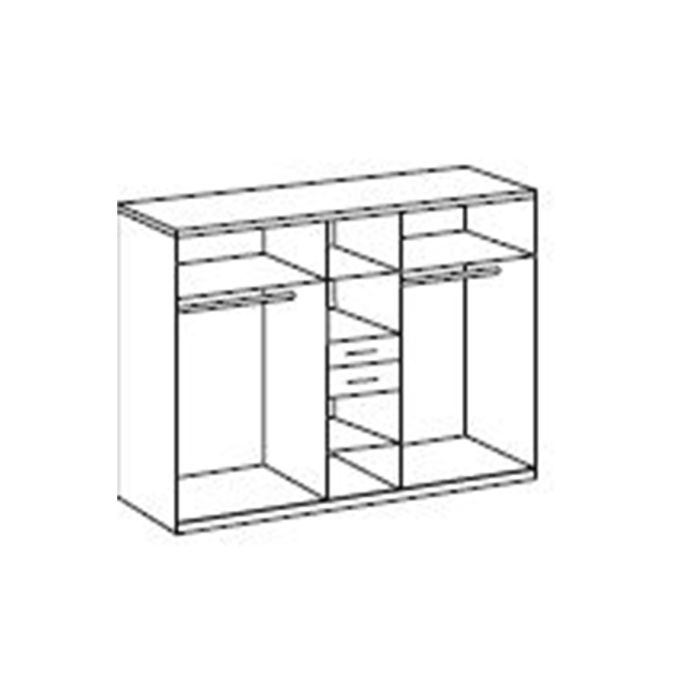 5 Door Mirrored Wardrobe in White and Oak Finish | Spacious Storage with Hanging Rails and Shelves
