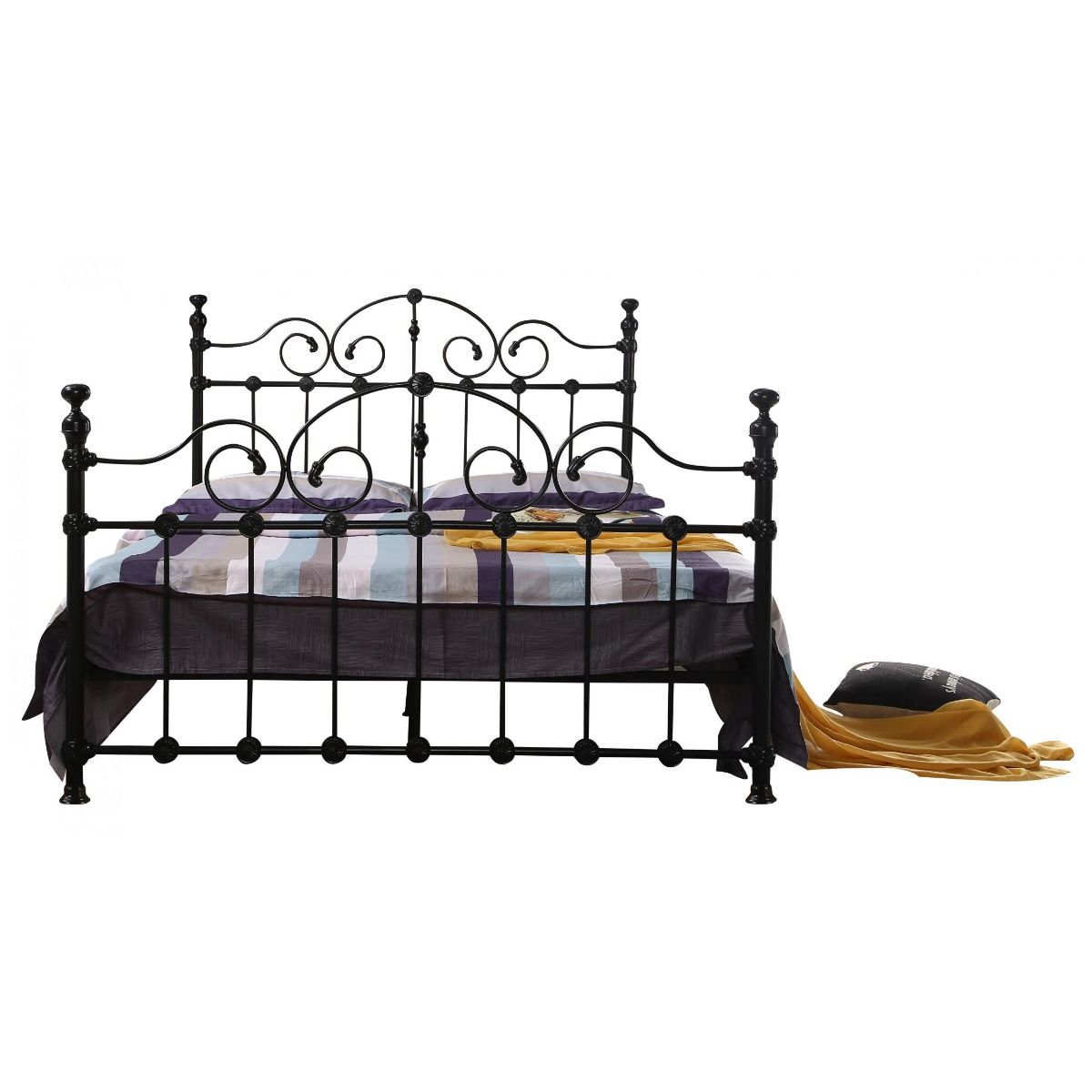 Matlock Black Metal Bed Frame with High Headboard - Classic Double Size 4ft6 for Stylish Bedrooms