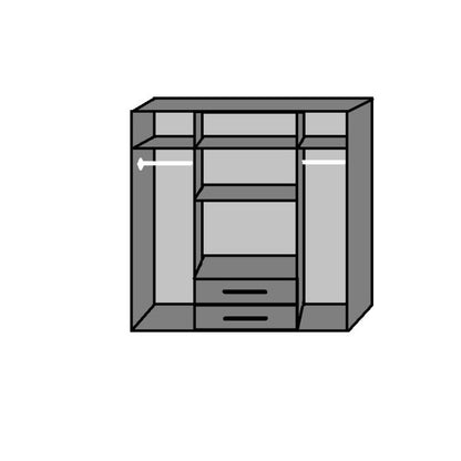 Gema Modern Oak and White Gloss Hinged Wardrobe | Mirror and Drawers | 4 Doors | 180cm