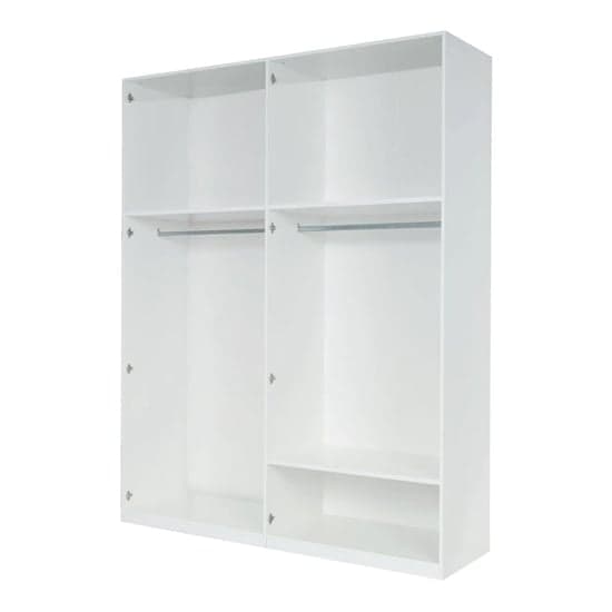 Iowa White High Gloss Wardrobe | Hinged | White | Shelves | 4 Doors | 181.5cm