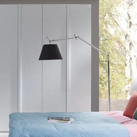 Iowa White High Gloss Wardrobe | Hinged | White | Shelves | 4 Doors | 181.5cm