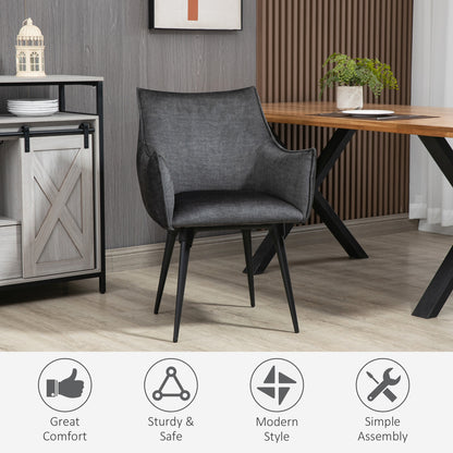 HOMCOM Accent Chairs for Living Room, Bedroom Arm Chair with Steel Legs, Dark Grey