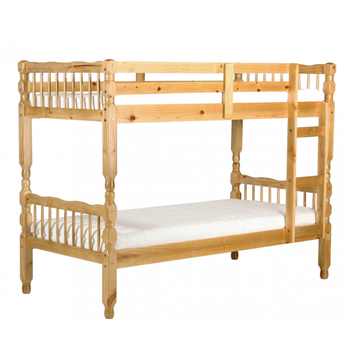 Modesto Pine Wood Bunk Bed in Light Antique - Converts to Two Single Beds for Kids' Rooms
