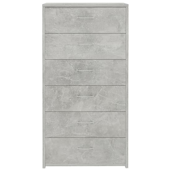 FURCO Larson 6-Drawer Wooden Chest with Concrete Finish for Bedroom and Living Room