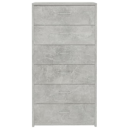 FURCO Larson 6-Drawer Wooden Chest with Concrete Finish for Bedroom and Living Room