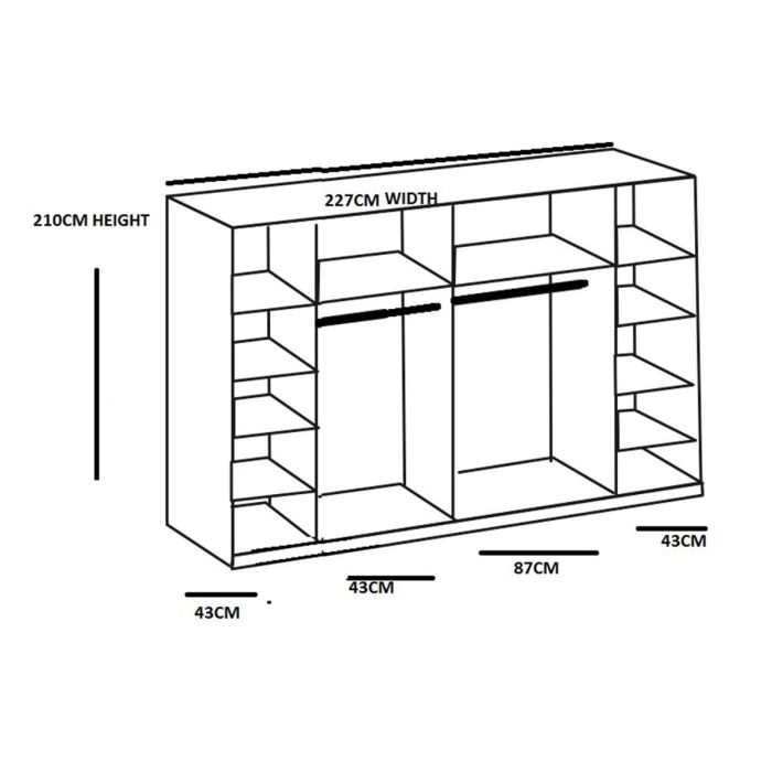 Lantau 4 Door Sliding Wardrobe with Mirror | White Finish | Ample Storage Solution by Furco