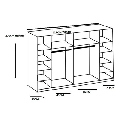 Lantau 4 Door Sliding Wardrobe with Mirror | White Finish | Ample Storage Solution by Furco