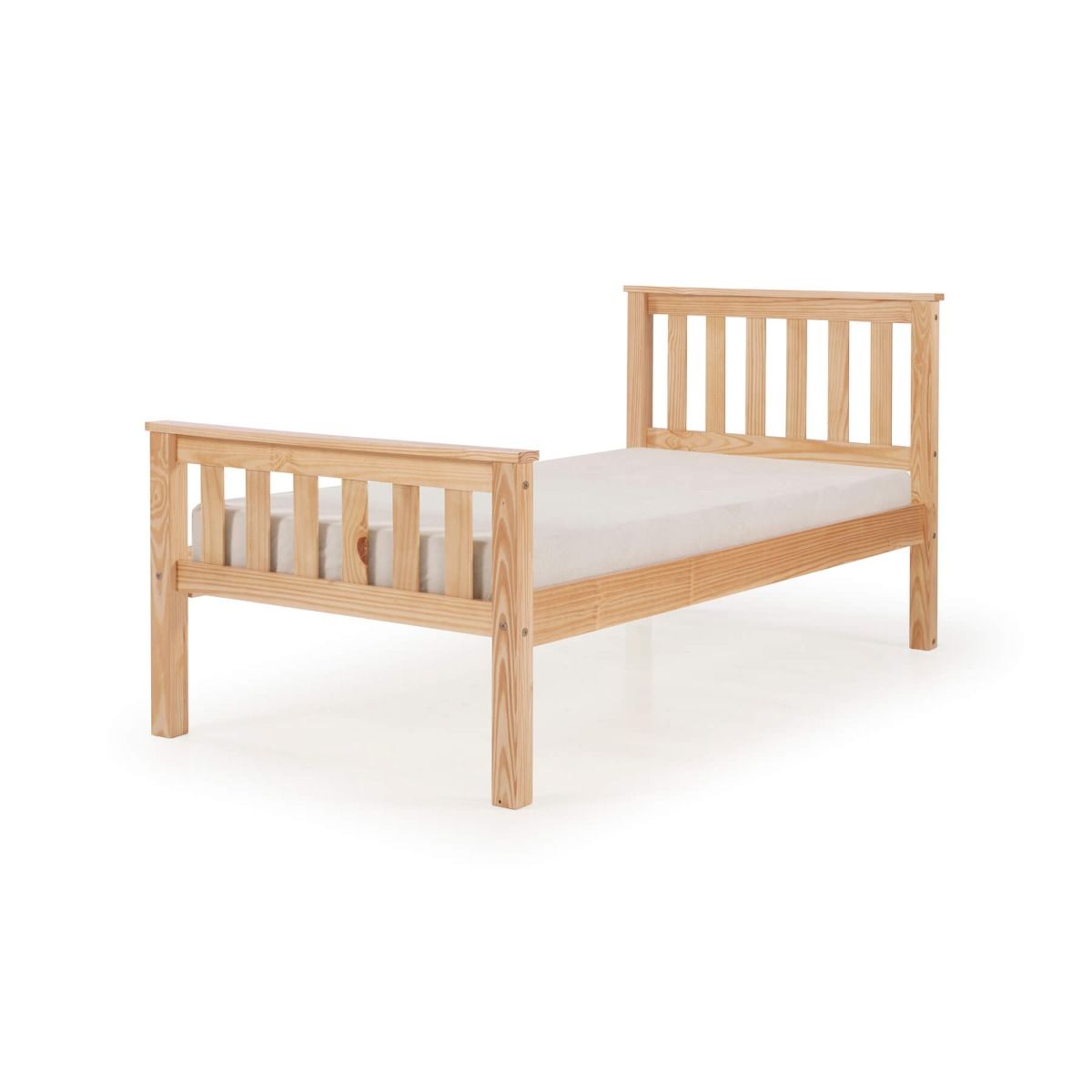 Chandler Antique Pine Single Bed Frame - Classic Solid Pinewood with High Footboard