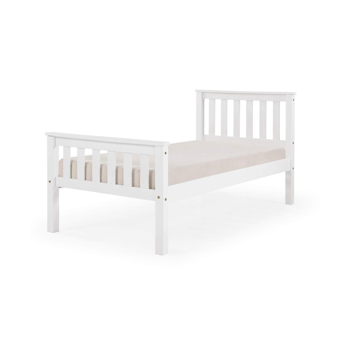 Chandler White Wash Solid Pine Bed Frame with High Footboard - Single Classic Design