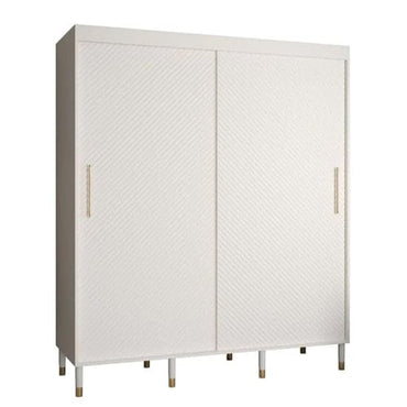 Metz I 180cm White Wooden Wardrobe with 2 Sliding Doors and Ample Storage
