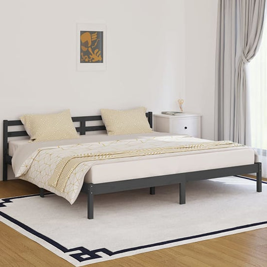 FURCO Nastia Grey Solid Pinewood King Size Daybed with Customizable Finish