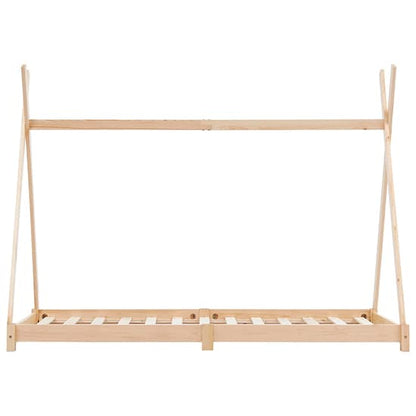FURCO Natara Kids Tent Bed - Durable Wooden Single Bed with Tipi Design in Natural Finish