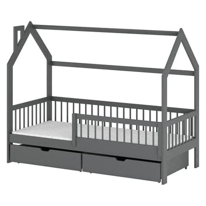 Graphite Wooden Single Bed with Storage Drawers - Orem Design