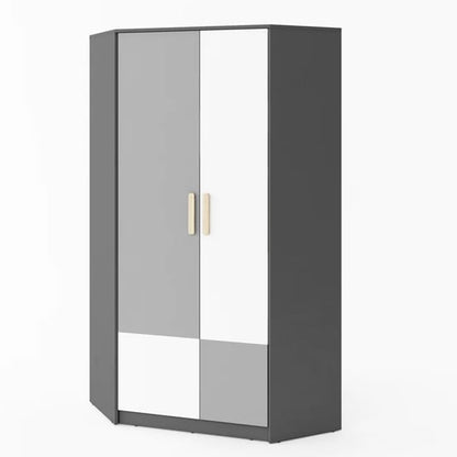 Graphite Corner Wardrobe for Kids with 2 Doors and Ample Storage