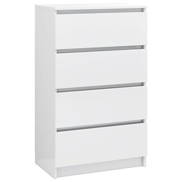 FURCO White High Gloss 4-Drawer Storage Chest for Modern Living Spaces