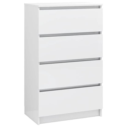 FURCO White High Gloss 4-Drawer Storage Chest for Modern Living Spaces