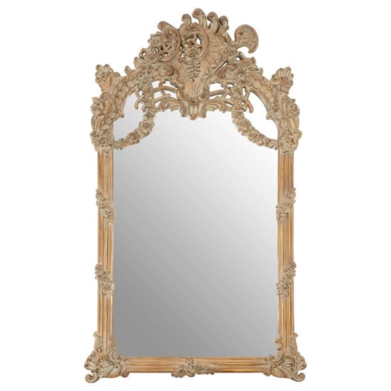 FURCO Sarnia Baroque Wall Mirror in Muted Ivory Frame - Elegant Decorative Accent for Bedroom and Living Spaces