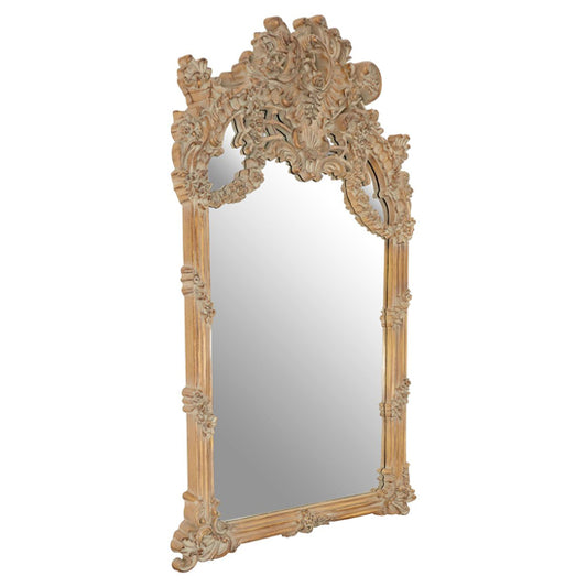 FURCO Sarnia Baroque Wall Mirror in Muted Ivory Frame - Elegant Decorative Accent for Bedroom and Living Spaces