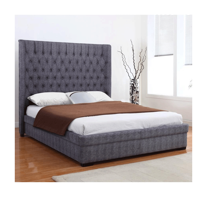 Dorchester High-Appealing Headboard Luxuries Classic Linen Bed Frame in Dark Grey - Double 4ft6