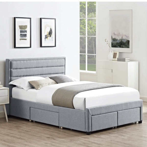 Durango Classic Grey Linen Fabric Bed with Smart Storage Drawers 4 - King Size