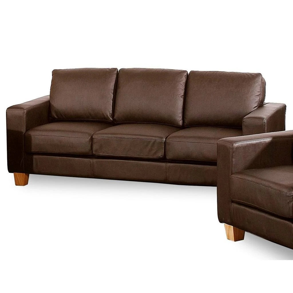 Buxton Chesterfield 3 Seater Sofa in PU Leather - Brown - Nestium