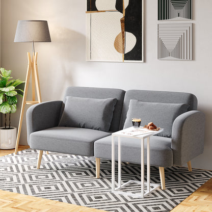 HOMCOM wo-Seater Click-Clack Sofa Bed, with Pillows - Grey