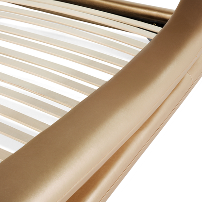 Luxurious Gold Leather Sleigh Bed Frame - 5ft3 EU King Size