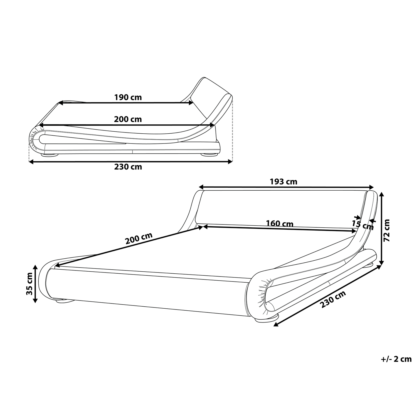 Luxurious Gold Leather Sleigh Bed Frame - 5ft3 EU King Size