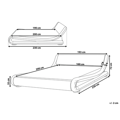 Luxurious Gold Leather Sleigh Bed Frame - 5ft3 EU King Size