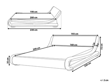 Elegant White Leather Platform Waterbed - EU King Size Sleigh